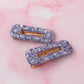 Winter Bow - Blue & Silver Glitter Oblong Resin Hair Clips