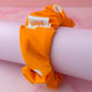 Molly - Orange and white polka dot gym & swim wide scrunchie