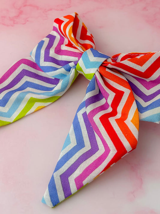 Zig Zag - multicolour zigzag print classic Hair Bow