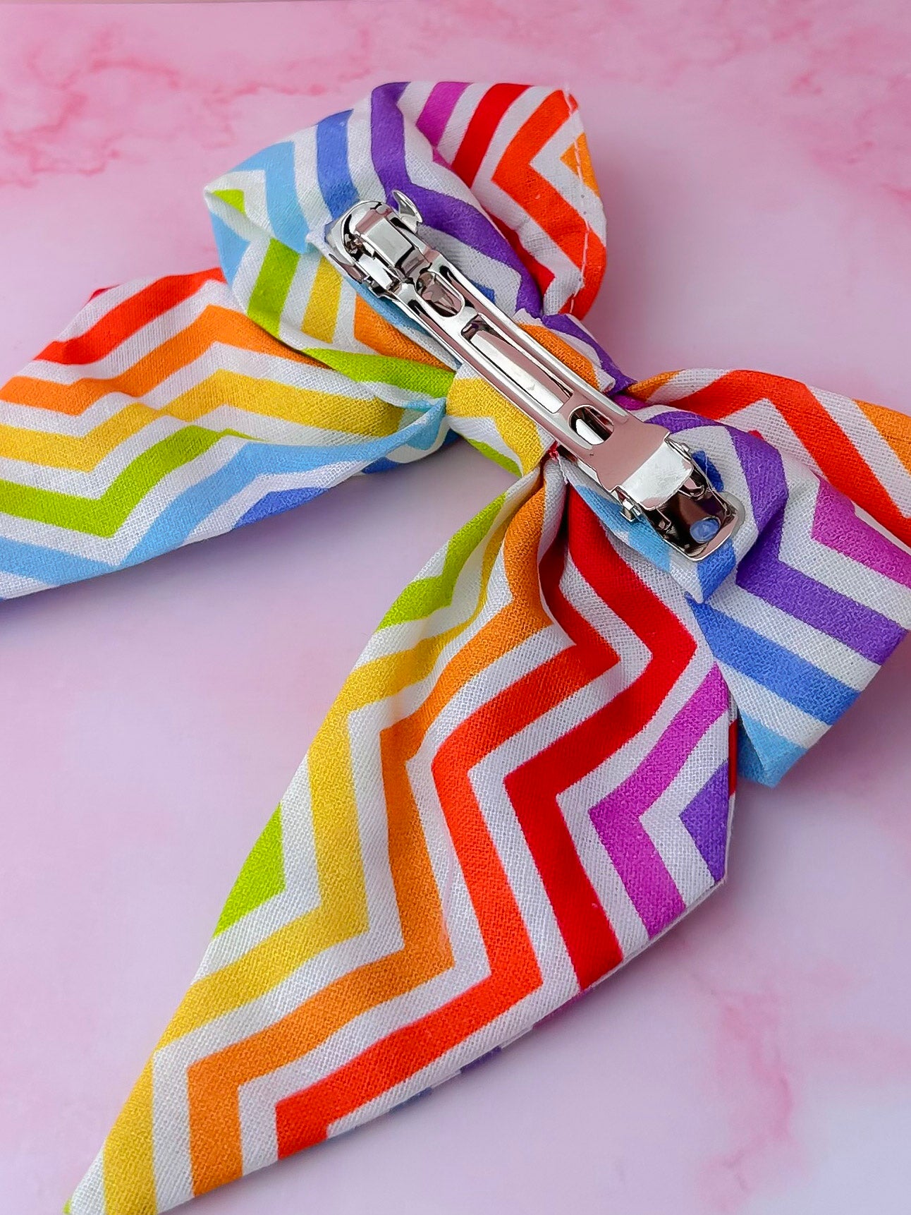 Zig Zag - multicolour zigzag print classic Hair Bow