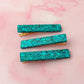 Teal - Blue Glitter Trio Resin Hair Clips