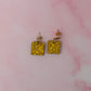 Orange Squares - orange glitter Resin Earrings