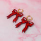 Christmas Bows - red glitter Resin Earrings