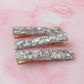 Aquarius - Silver Circle Glitter Trio Resin Hair Clips