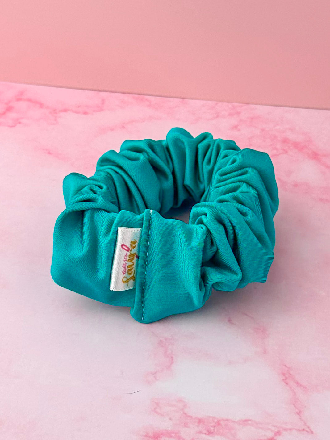 Cyan - Teal gym & swim wide scrunchie
