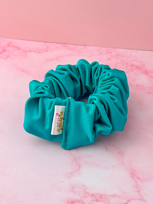 Cyan - Teal gym & swim wide scrunchie