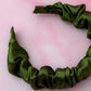 Olive- Green Satin Scrunchie Headband