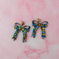 Hermes Bows - blue & gold glitter Resin Earrings