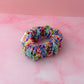 Watercolour Heart Dark - multicolour heart print wide scrunchie