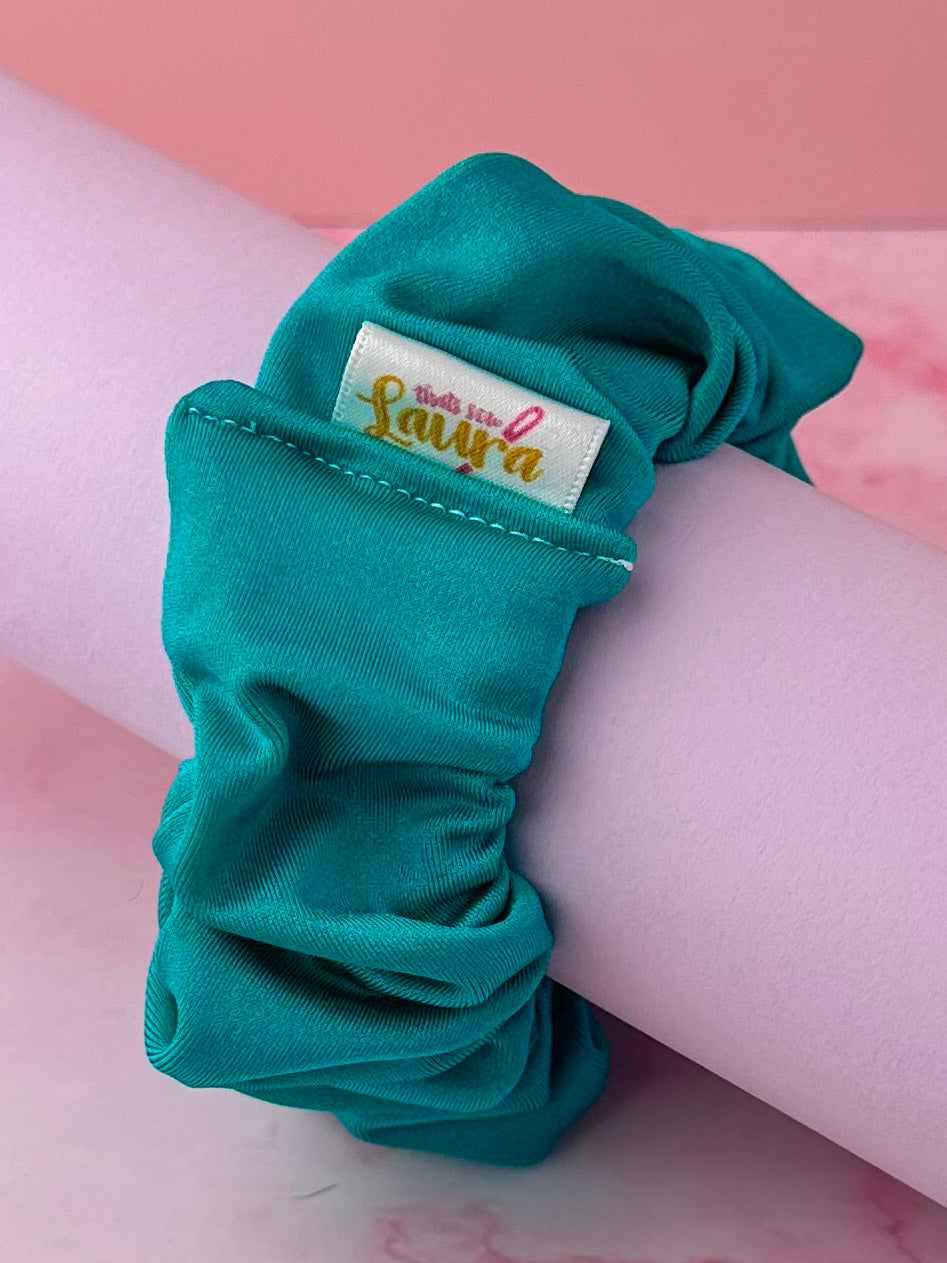 Cyan - Teal gym & swim wide scrunchie