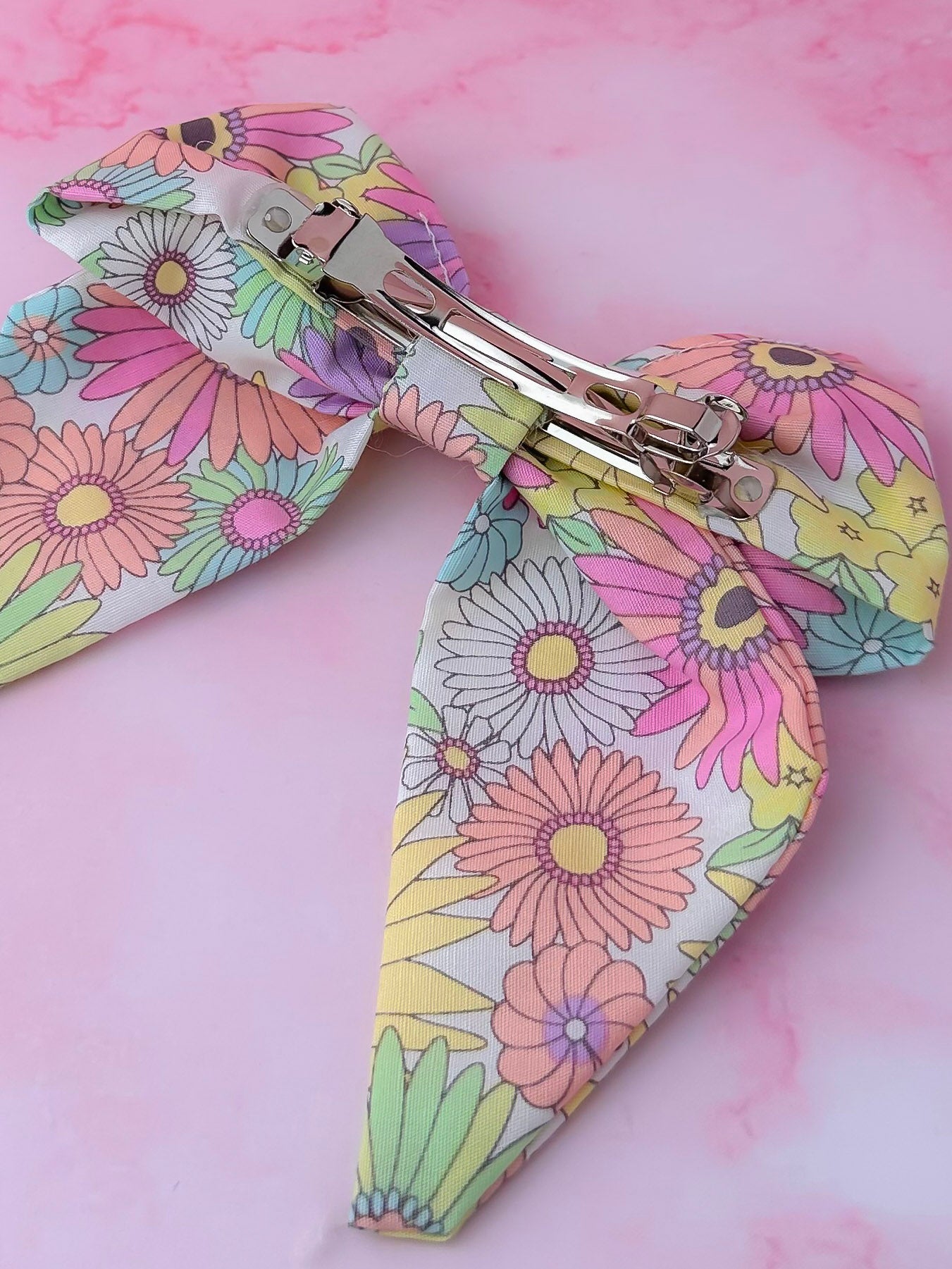 Flower Power - retro floral print classic Hair Bow