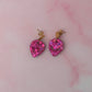 Pink Aliens - pink glitter Resin Earrings