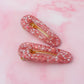 Seasonal Sparkle - Pink and Silver Glitter Resin Hair Clips