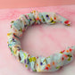 Lois - Blue Floral print Scrunchie Headband