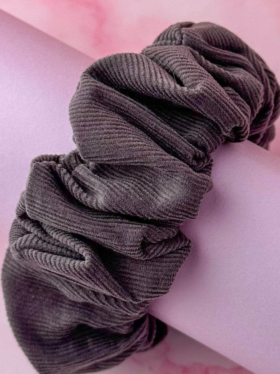Grace - Grey Needlecord classic scrunchie
