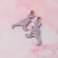 Petal Dinosaurs - pink and lilac Resin Earrings