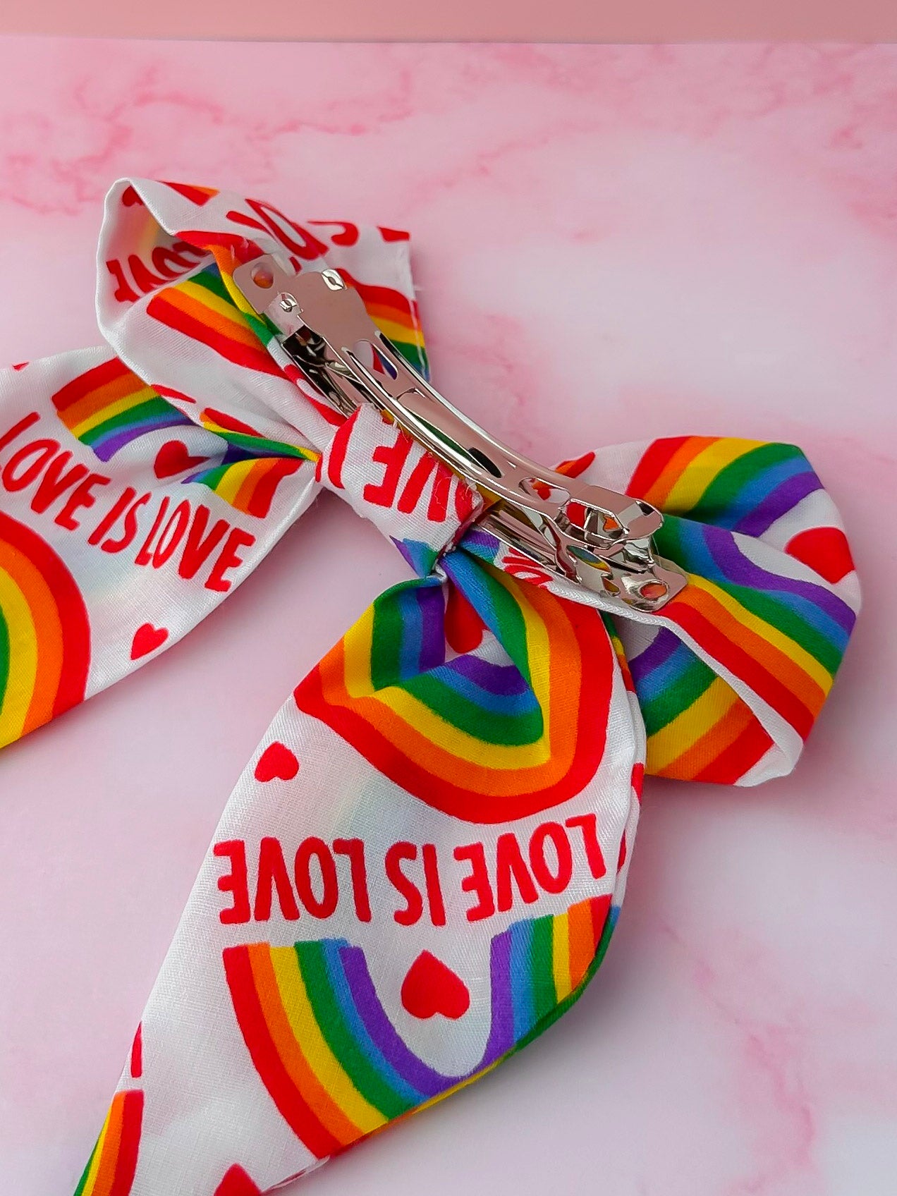 Love is Love - Pride rainbow print classic Hair Bow