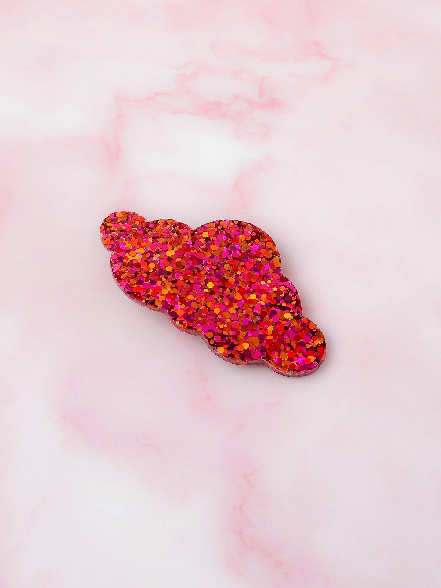 Scorpio - Pink & orange Mix Glitter Cloud shaped Resin Hair Clip