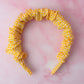 Back to School - Yellow Gingham Scrunchie Headband