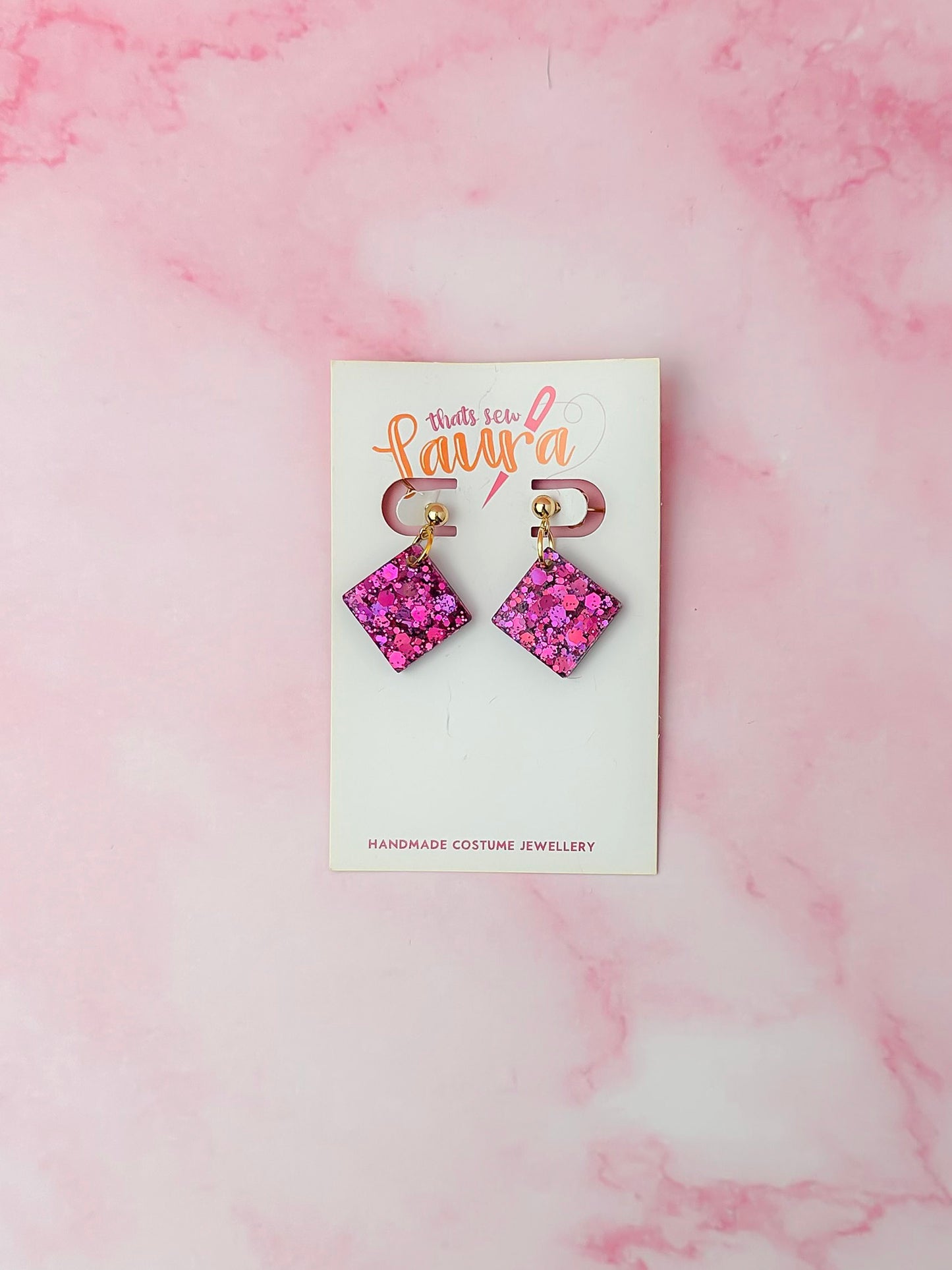 Rizzo Diamonds - pink glitter Resin Earrings