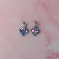 Cancer Diamonds - silver & blue glitter Resin Earrings