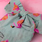 Flamingo Fancy - Blue & Pink Flamingo print classic Hair Bow