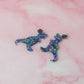 Mystical moon Dinosaurs - purple, blue & gold Resin Earrings