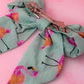 Flamingo Fancy - Blue & Pink Flamingo print classic Hair Bow