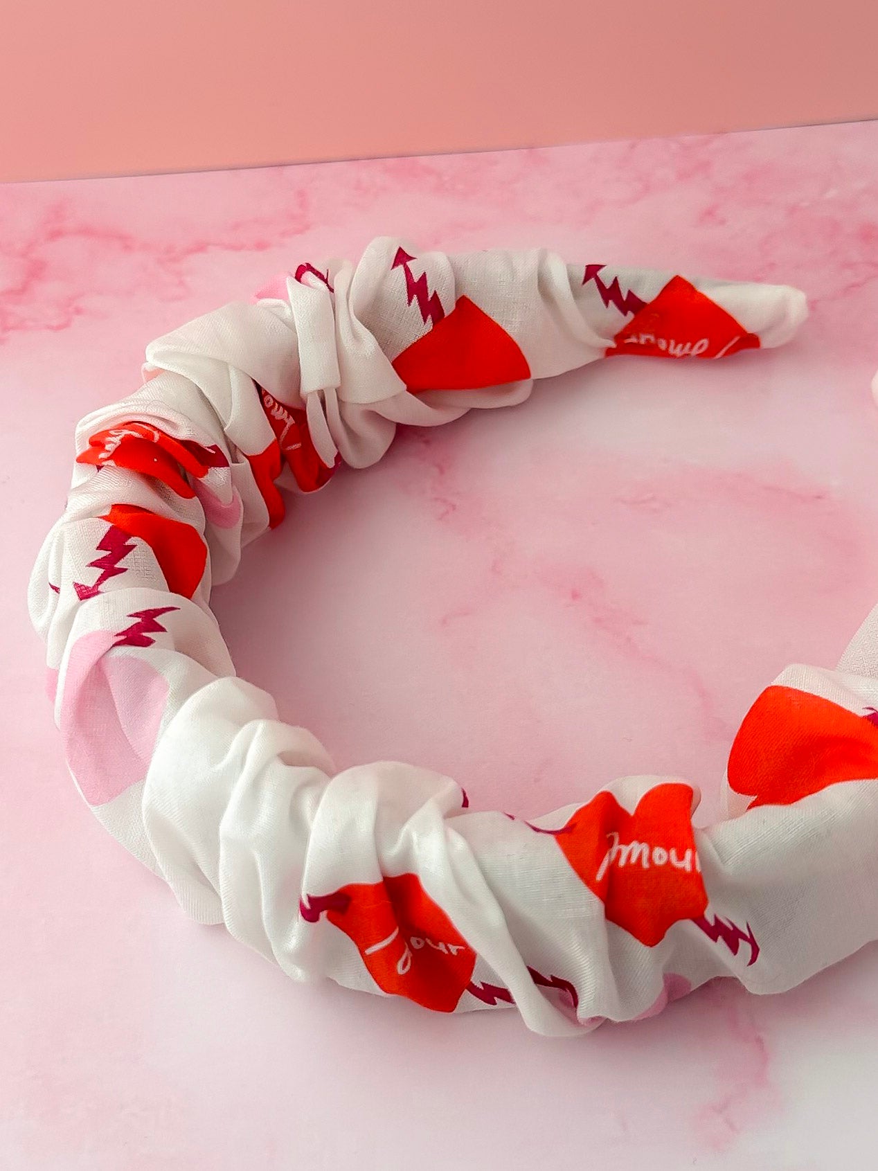Amore - heart print Scrunchie Headband