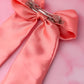 Peaches - Peach Satin long Hair Bow