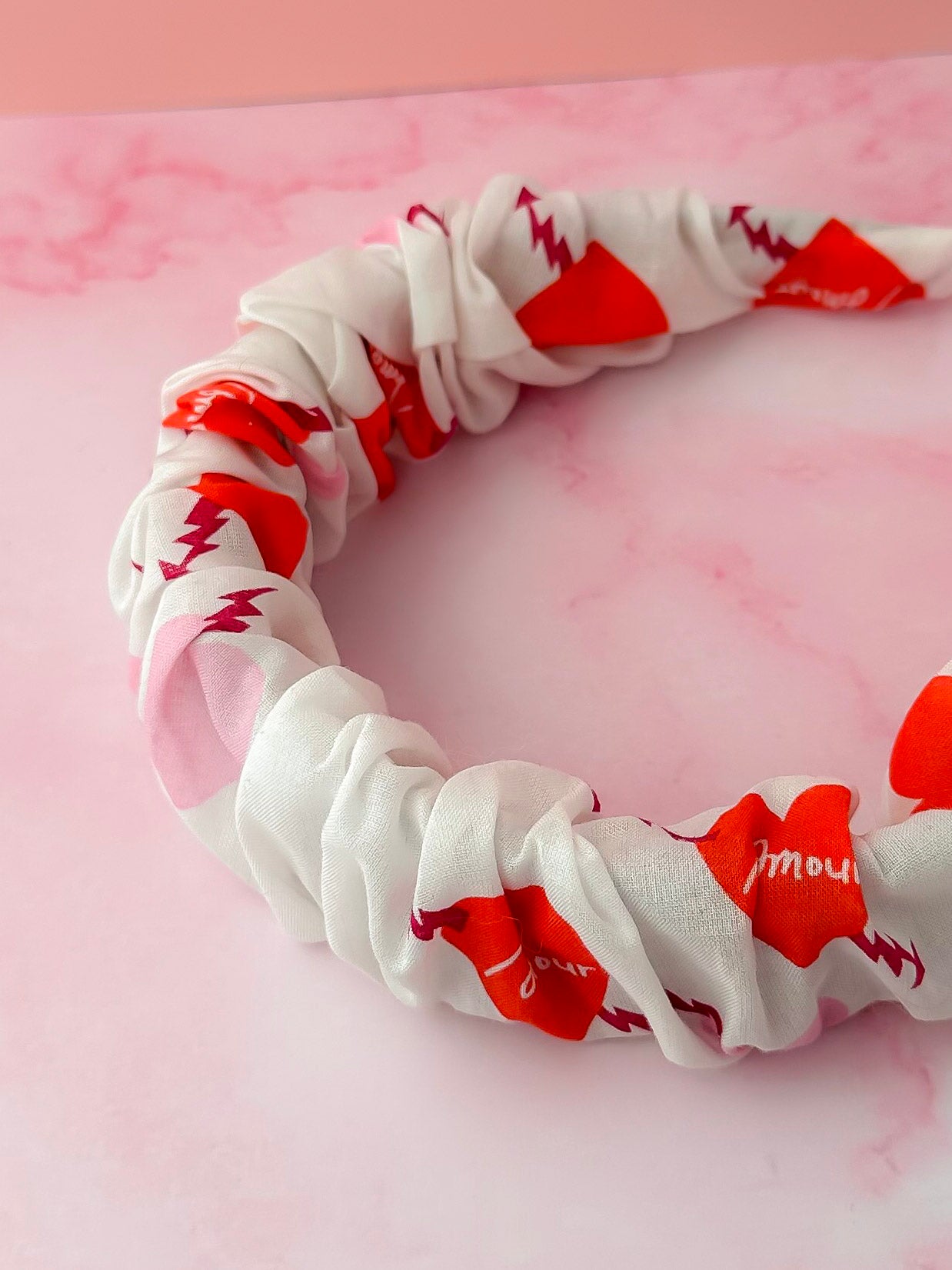 Amore - heart print Scrunchie Headband