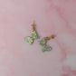 Meadow Butterflies - pastel green and gold glitter Resin Earrings