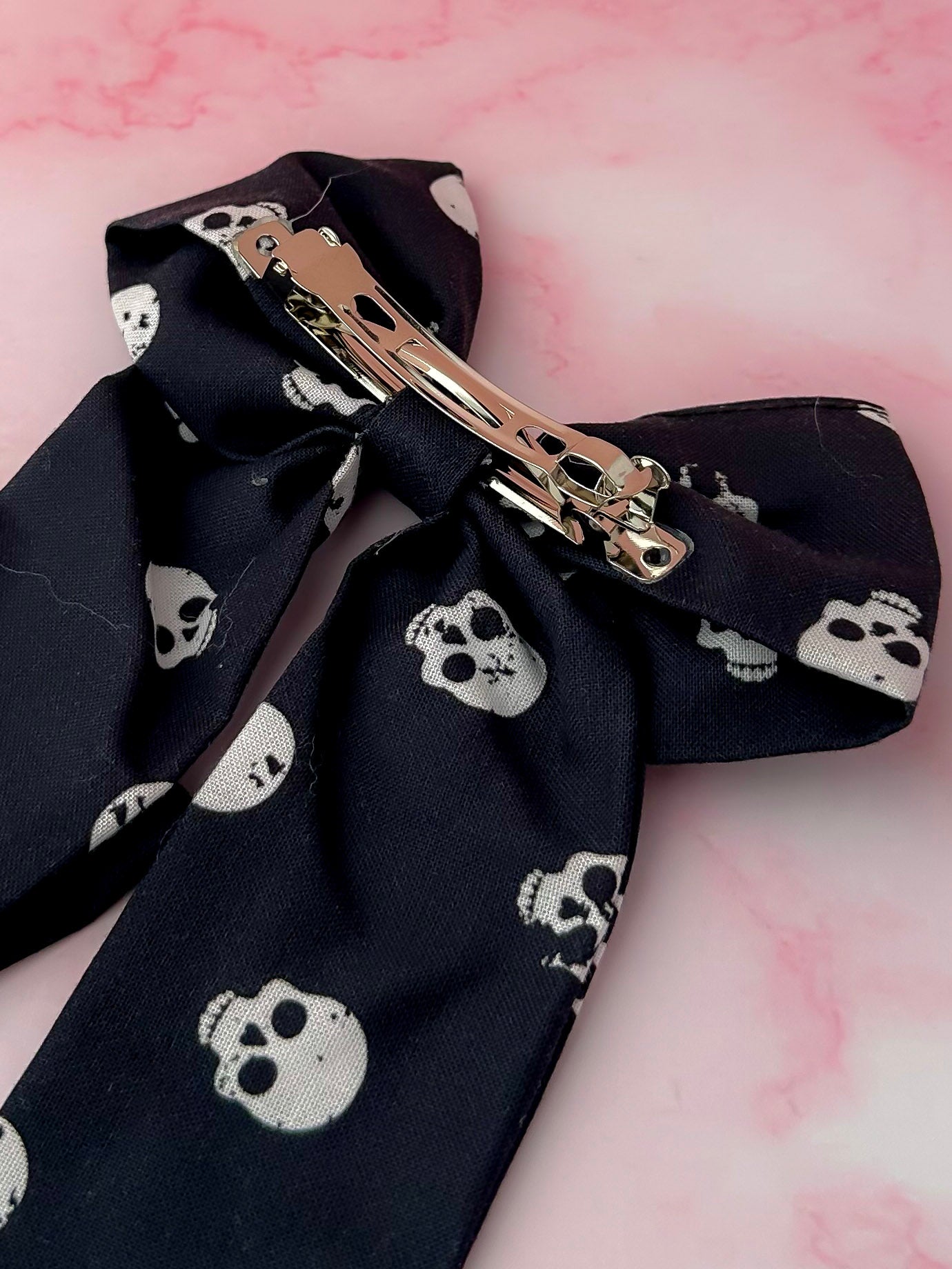 Ophelia - Skull print long Hair Bow