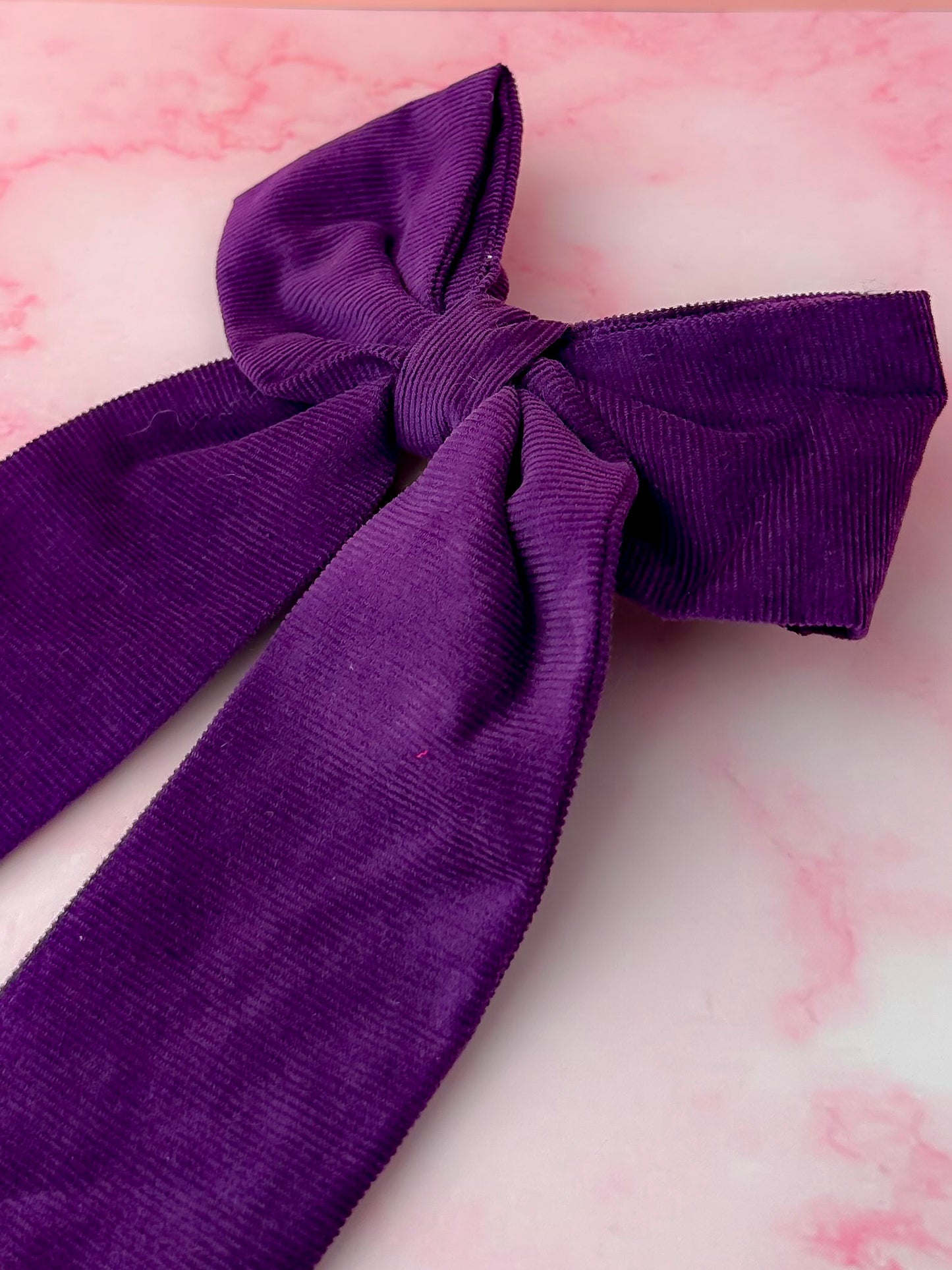 Violet - Purple Needlecord long Hair Bow
