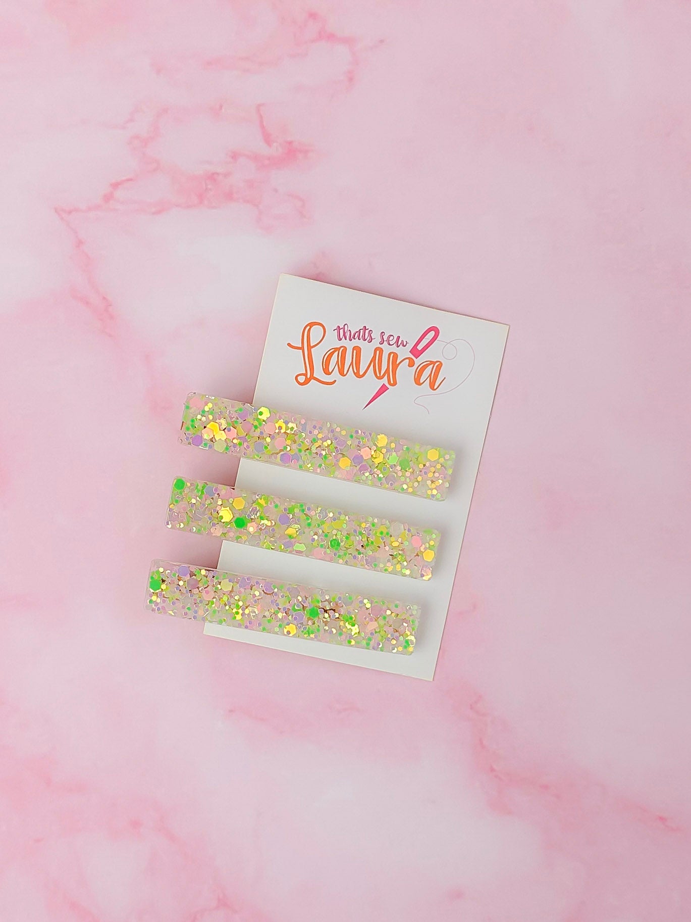 Wicked - Pink and Green iridescent Trio Glitter Resin Hair Clips