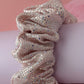 Josie - Light Pink glitter dance fabric wide scrunchie