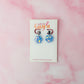 Blue flowers - Blue glitter Resin Earrings
