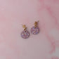 Cassie circle drops - Pink & purple glitter Resin Earrings