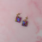 Secret Garden squares - Pink butterfly glitter Resin Earrings