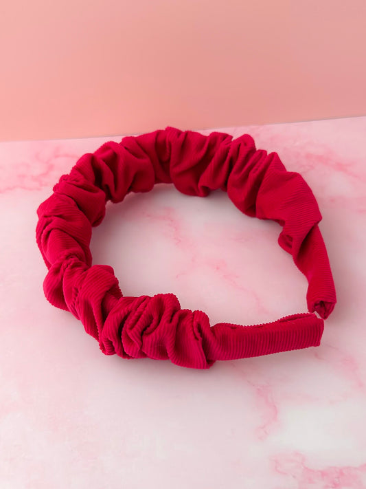 Cherri - Pink Needlecord Scrunchie Headband
