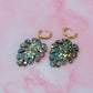 Taurus Leaf - Blue, Brown and gold glitter Resin Earrings