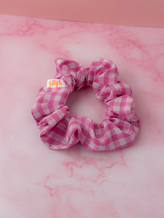 Jessi - Pink Gingham print classic scrunchie