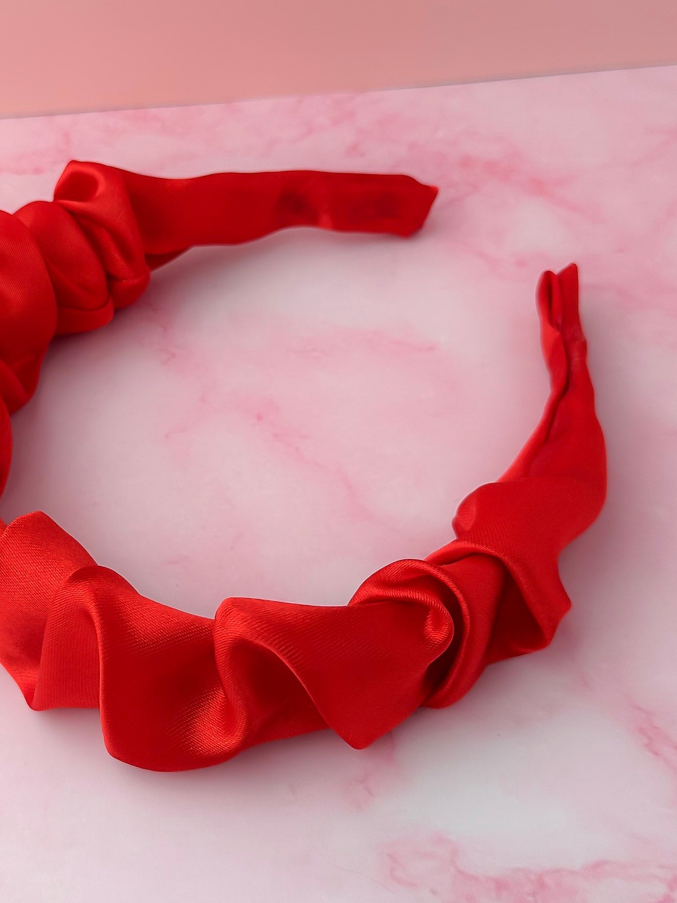 Ruby - Red Satin Scrunchie Headband
