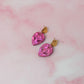 Pink Aliens - pink glitter Resin Earrings