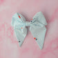 Cherrie - Blue and white striped cherry print classic Hair Bow