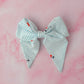 Cherrie - blue and white cherry print classic Hair Bow