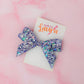 Winter Bow - Blue & Silver Glitter Bow shaped Resin Hair Clip