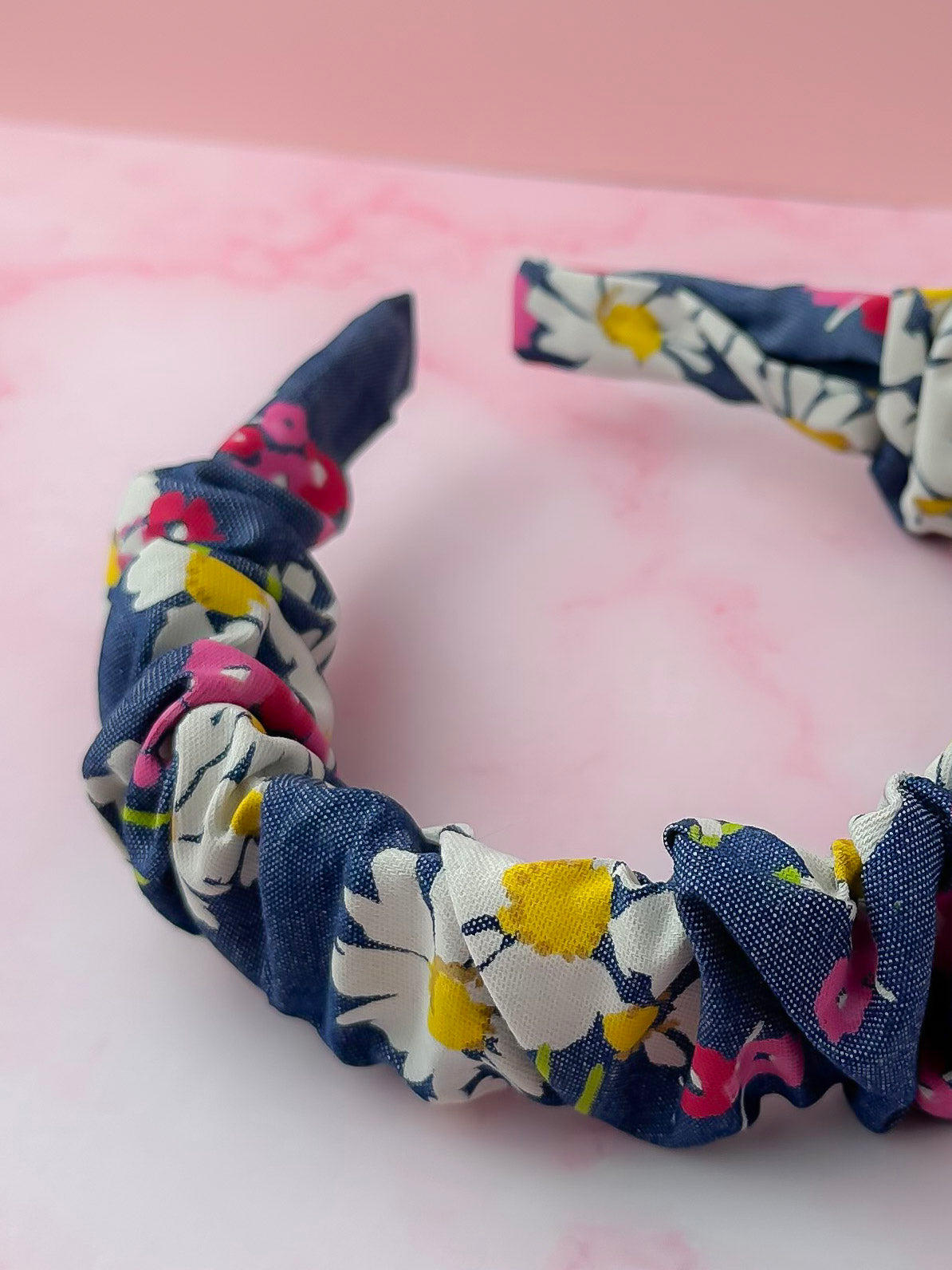 Daisy Dreams - Floral Denim Scrunchie Headband