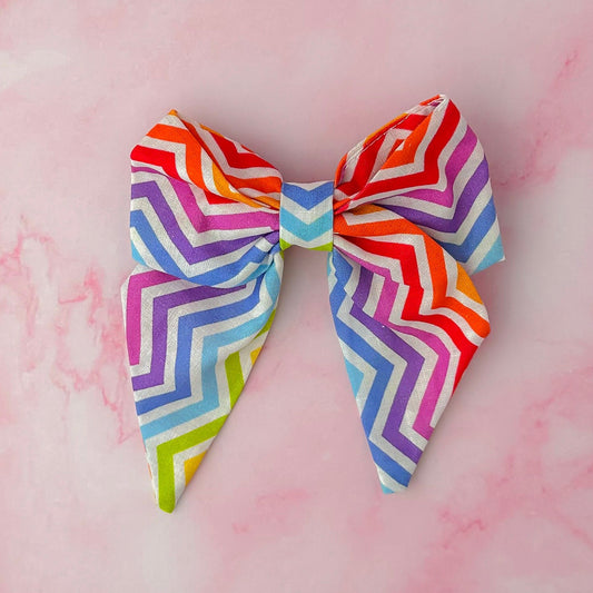 Zig Zag - multicolour zigzag print classic Hair Bow