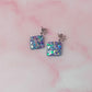 Cancer Diamonds - silver & blue glitter Resin Earrings
